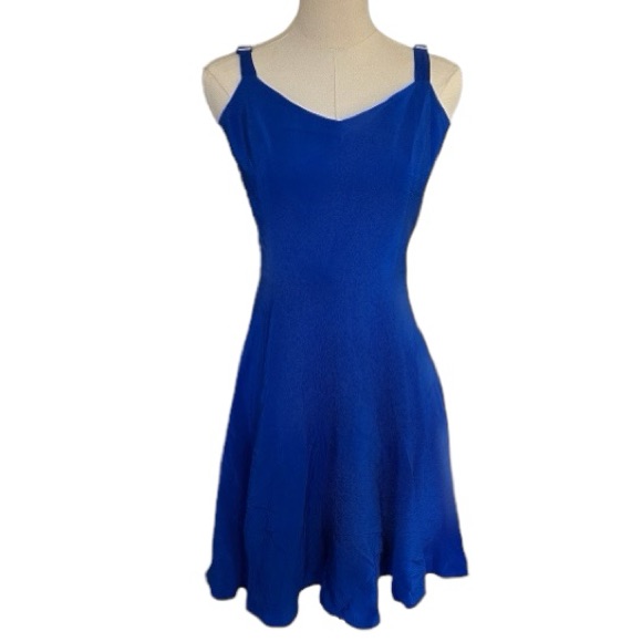 Amanda Uprichard 100% Silk Blue Skater Dress Size Women’s Medium